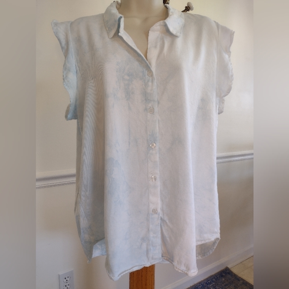 S'edge Lightweight Cotton Button Down Sleevless Flowy USA America Sz M